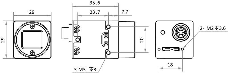 Размеры камеры LEO 5000G-60UM-HR