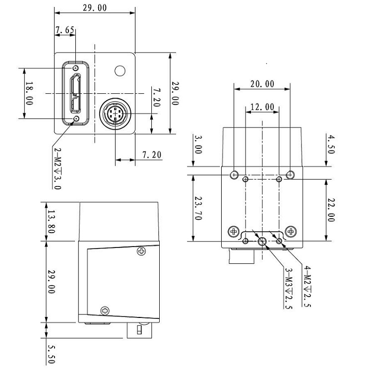Размеры камеры MARS5000S-68UM-Lite