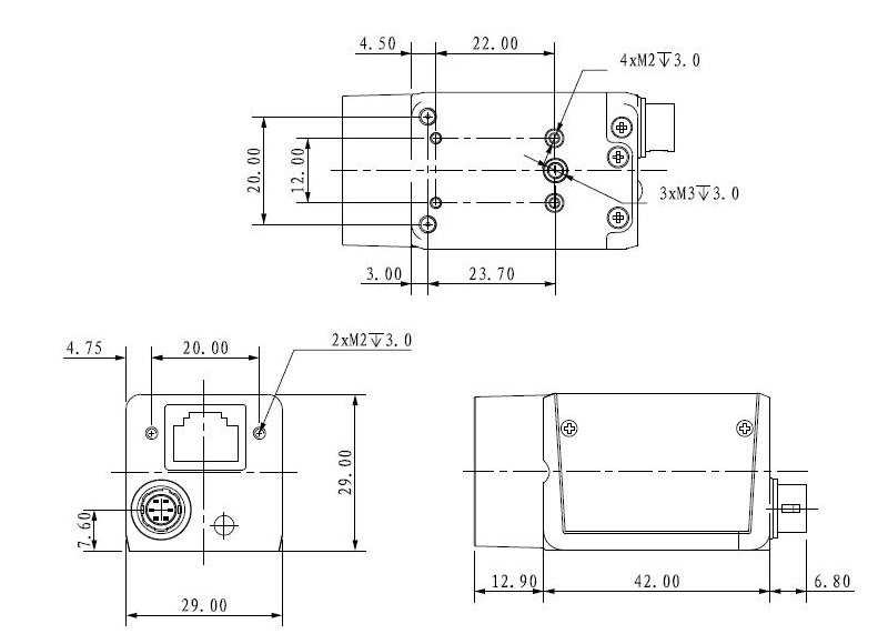 Размеры камеры MARS5300X-20GM