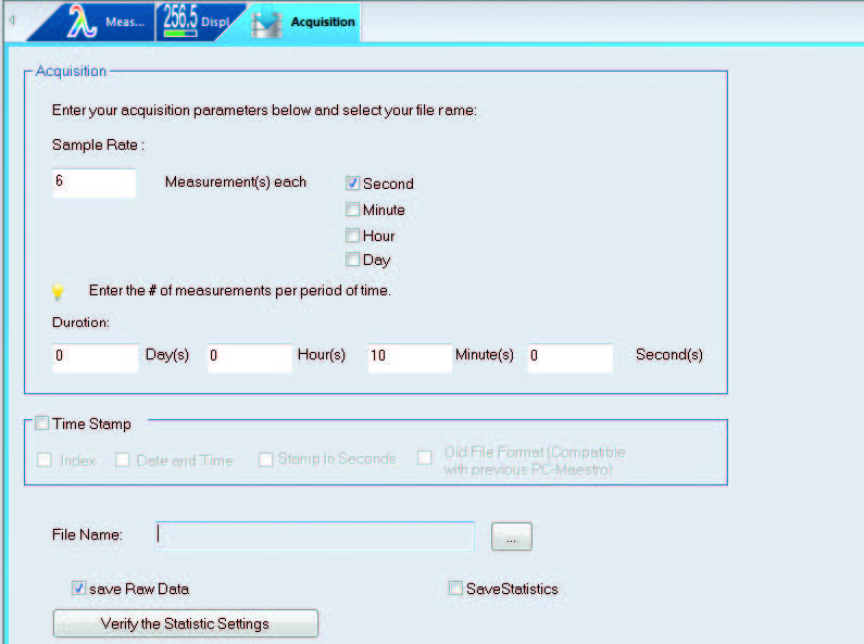 Задание параметров сбора данных GenTEc
