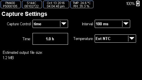 Настройки регистрации данных