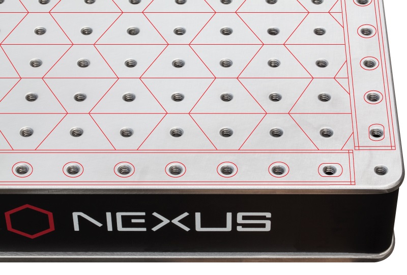 Схема, демонстрирующая расположение сотовой структуры и боковых панелей внутри стола Thorlabs