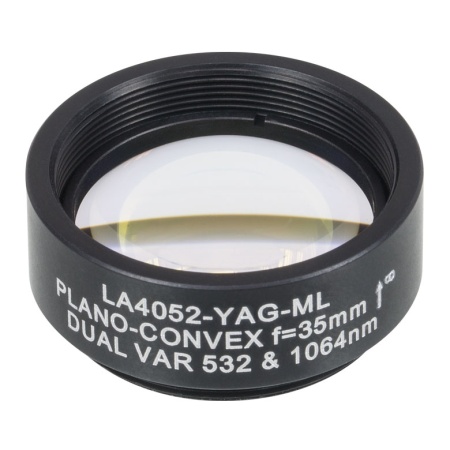 LA4052-YAG-ML - Плоско-выпуклая линза, диаметр: 1", материал: UVFS, оправа с резьбой: SM1, f = 35.0 мм, покрытие: 532/1064 нм, Thorlabs