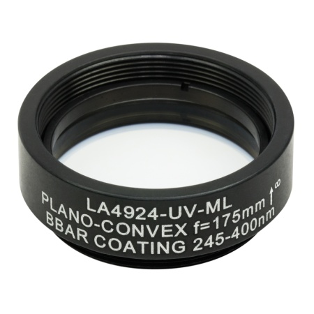 LA4924-UV-ML - Плоско-выпуклая линза, Ø1", UVFS, оправа с резьбой SM1, f = 175.0 мм, просветляющее покрытие: 245-400 нм, Thorlabs LA4924-UV-ML - Плоско-выпуклая линза, Ø1", UVFS, оправа с резьбой SM1, f = 175.0 мм, просветляющее покрытие: 245-400 нм, Thorlabs