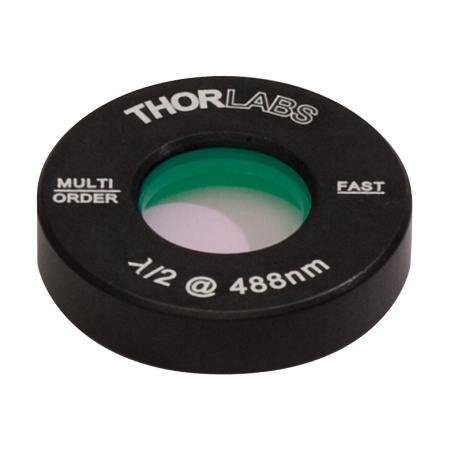 WPMH05M-488 - Полуволновая фазовая пластинка множественного порядка, Ø1/2", оправа: Ø1", просветляющее покрытие: 488 нм, Thorlabs