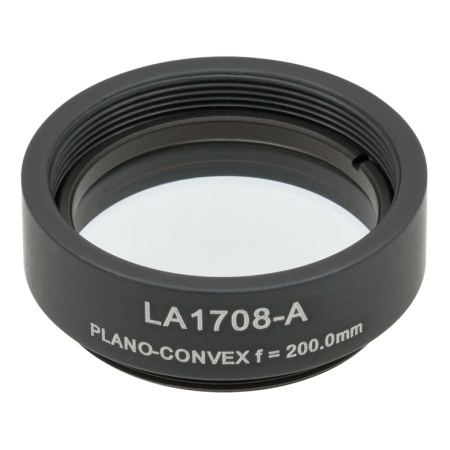 LA1708-A-ML - Плоско-выпуклая линза, Ø1", N-BK7, оправа с резьбой SM1, f = 200.0 мм, просветляющее покрытие: 350-700 нм, Thorlabs LA1708-A-ML - Плоско-выпуклая линза, Ø1", N-BK7, оправа с резьбой SM1, f = 200.0 мм, просветляющее покрытие: 350-700 нм, Thorlabs