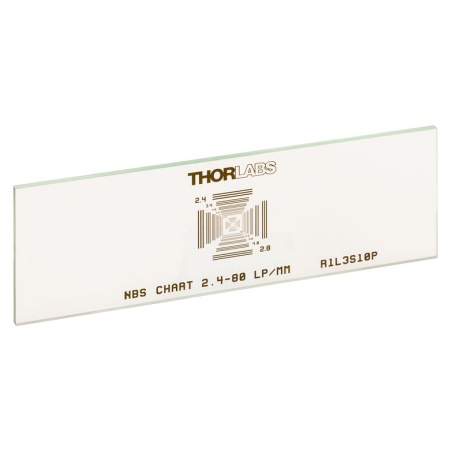 R1L3S10P - Таблица для измерения разрешающей способности (NBS 1952), 3" x 1", получение изображения при подсветке спереди, разрешающая способность: 2.4 - 80 пар линий на мм, Thorlabs