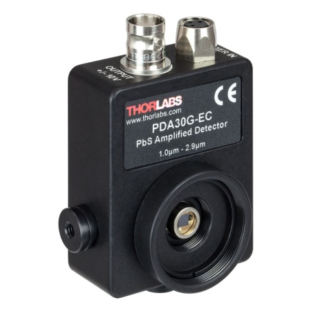 PDA30G-EC - PbS фотодетектор с усилителем, фиксированный коэффициент усиления, рабочий спектральный диапазон: 1.0-2.9 мкм, ширина полосы пропускания: 1 кГц, площадь активной области: 9 мм2, усилитель переменного тока, источник питания: 230 В, Thorlabs PDA30G-EC - PbS фотодетектор с усилителем, фиксированный коэффициент усиления, рабочий спектральный диапазон: 1.0-2.9 мкм, ширина полосы пропускания: 1 кГц, площадь активной области: 9 мм2, усилитель переменного тока, источник питания: 230 В, Thorlabs