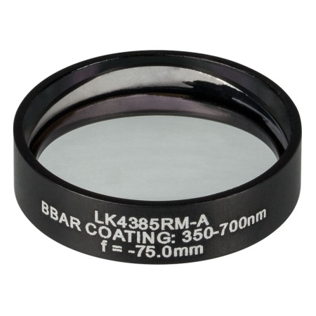 LK4385RM-A - Плоско-вогнутая цилиндрическая круглая линза из кварцевого стекла в оправе, фокусное расстояние: -75 мм, Ø1", просветляющее покрытие: 350 - 700 нм, Thorlabs LK4385RM-A - Плоско-вогнутая цилиндрическая круглая линза из кварцевого стекла в оправе, фокусное расстояние: -75 мм, Ø1", просветляющее покрытие: 350 - 700 нм, Thorlabs