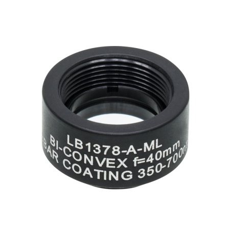 LB1378-A-ML - N-BK7 двояковыпуклая линза в оправе, Ø1/2", фокусное расстояние 40.0 мм, просветляющее покрытие: 350 - 700 нм, Thorlabs