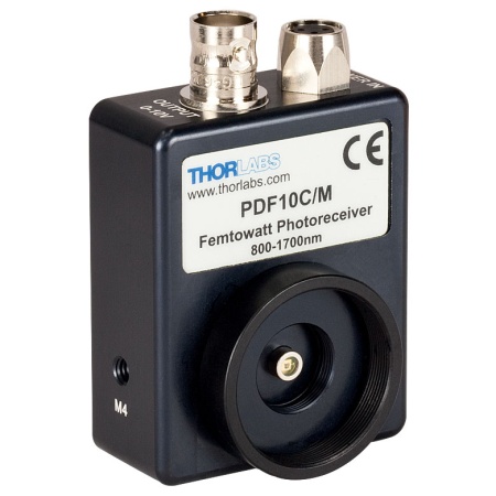 PDF10C/M - InGaAs фотодетектор с усилителем, рабочий спектральный диапазон: 800-1700 нм, ширина полосы пропускания: 25 Гц, площадь активной области: 0.2 мм2, источник питания, крепления: M4, Thorlabs PDF10C/M - InGaAs фотодетектор с усилителем, рабочий спектральный диапазон: 800-1700 нм, ширина полосы пропускания: 25 Гц, площадь активной области: 0.2 мм2, источник питания, крепления: M4, Thorlabs