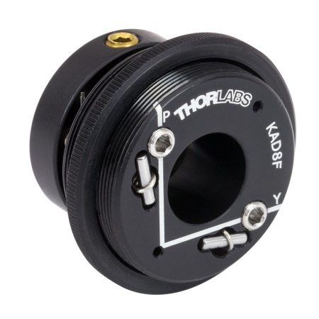 KAD8F - Кинематический адаптер для цилиндрических компонентов Ø8 мм, резьба: SM1, регулировка угла наклона элемента в вертикальной и горизонтальной плоскостях, Thorlabs