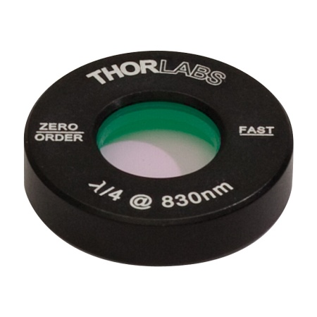 WPQ05M-830 - Четвертьволновая пластинка нулевого порядка, Ø1/2", оправа: Ø1", рабочая длина волны: 830 нм, Thorlabs