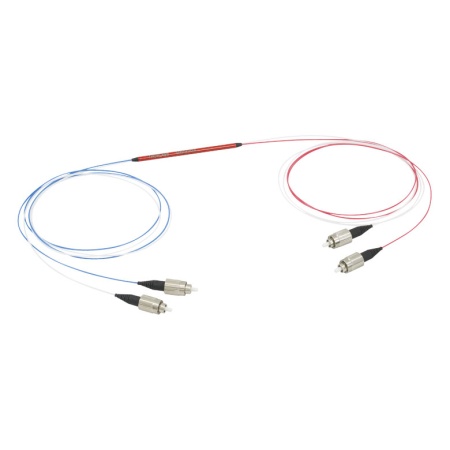 TM50R2F2A - Оптоволоконный разветвитель 2x2, многомодовые волокна, высокая концентрация OH, сердцевина: Ø50 мкм, 0.22 NA, разделение сигнала: 90:10, FC/PC разъем, Thorlabs