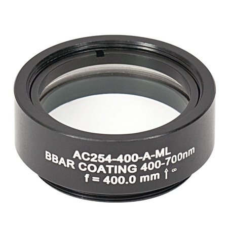 AC254-400-A-ML - Ахроматический дублет, f=400 мм, Ø1", резьба на оправе: SM1, просветляющее покрытие: 400-700 нм, Thorlabs