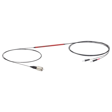 TM200FS1B - Оптоволоконный разветвитель 1x2, многомодовые волокна, высокая концентрация OH, сердцевина: Ø200 мкм, 0.22 NA, деление сигнала: 50:50, рабочий диапазон: 400 - 2200 нм, FC/PC разъем и керамический наконечник Ø2.5 мм, Thorlabs