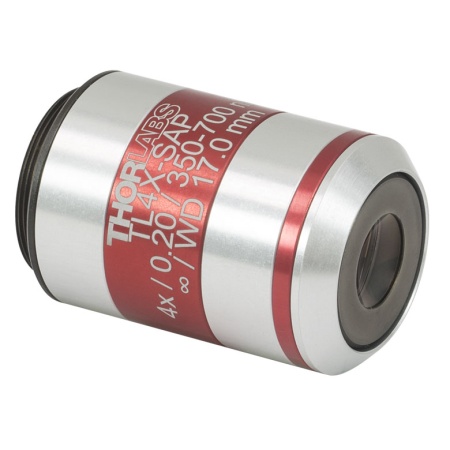 TL4X-SAP - Апохроматический объектив, без эффекта виньетирования, увеличение: 4X, числовая апертура: 0.2 NA, рабочее расстояние: 17.2 мм, Thorlabs TL4X-SAP - Апохроматический объектив, без эффекта виньетирования, увеличение: 4X, числовая апертура: 0.2 NA, рабочее расстояние: 17.2 мм, Thorlabs