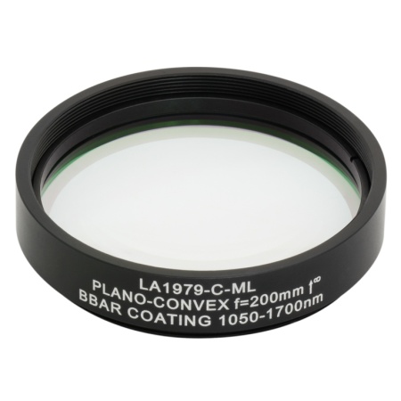 LA1979-C-ML - Плоско-выпуклая линза, Ø2", N-BK7, оправа с резьбой SM2, f = 200.0 мм, просветляющее покрытие: 1050-1700 нм, Thorlabs