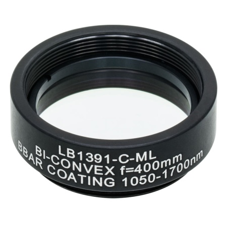 LB1391-C-ML - N-BK7 двояковыпуклая линза в оправе, Ø1", фокусное расстояние 400.0 мм, просветляющее покрытие: 1050 - 1700 нм, Thorlabs