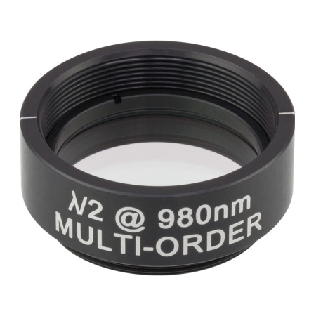 WPMH10M-980 - Полуволновая фазовая пластинка множественного порядка, Ø1", оправа с резьбой SM1, просветляющее покрытие: 980 нм, Thorlabs WPMH10M-980 - Полуволновая фазовая пластинка множественного порядка, Ø1", оправа с резьбой SM1, просветляющее покрытие: 980 нм, Thorlabs