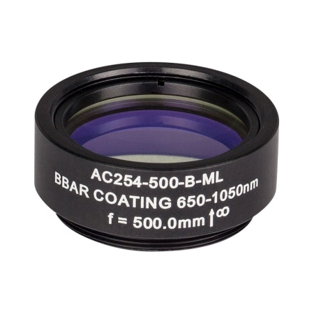 AC254-500-B-ML - Ахроматический дублет, f=500 мм, Ø1", резьба на оправе: SM1, просветляющее покрытие: 650-1050 нм, Thorlabs