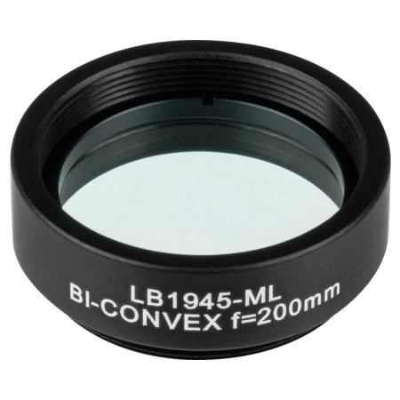 LB1945-ML - N-BK7 двояковыпуклая линза в оправе, Ø1", фокусное расстояние 200.0 мм, без покрытия, Thorlabs