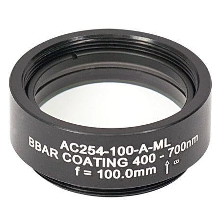 AC254-100-A-ML - Ахроматический дублет, f=100 мм, Ø1", резьба на оправе: SM1, просветляющее покрытие: 400-700 нм, Thorlabs