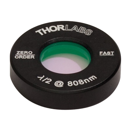 WPH05M-808 - Полуволновая пластинка нулевого порядка, Ø1/2", оправа: Ø1", рабочая длина волны: 808 нм, Thorlabs WPH05M-808 - Полуволновая пластинка нулевого порядка, Ø1/2", оправа: Ø1", рабочая длина волны: 808 нм, Thorlabs