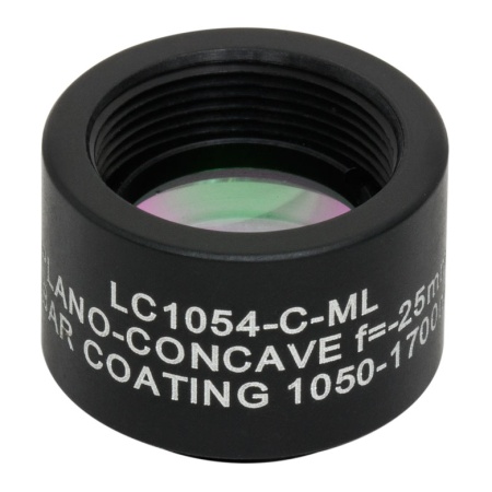 LC1054-C-ML - N-BK7 плоско-вогнутая линза в оправе, Ø1/2", фокусное расстояние -25.0 мм, просветляющее покрытие: 1050-1700 нм, резьба на оправе SM05, Thorlabs