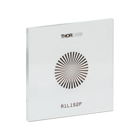 R1L1S2P - Таблица для измерения разрешающей способности (Звезда Сименса), 1" x 1", получение изображения при подсветке спереди, 36 делений/360°, Thorlabs