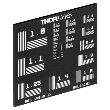 R2L2S1N1 - Таблица для измерения разрешающей способности (NBS 1963A), 2" x 2", получение изображения при подсветке сзади, разрешающая способность: 1 - 228 линий на мм, Thorlabs