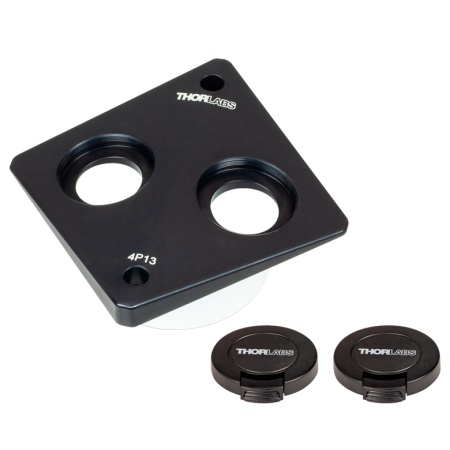 4P13 - Сменная пластина с 2 портами Ø14 мм для модульных интегрирующих сфер Ø100 мм, SM1 резьба, Thorlabs