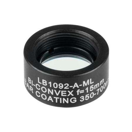 LB1092-A-ML - N-BK7 двояковыпуклая линза в оправе, Ø1/2", фокусное расстояние 15.0 мм, просветляющее покрытие: 350 - 700 нм, Thorlabs
