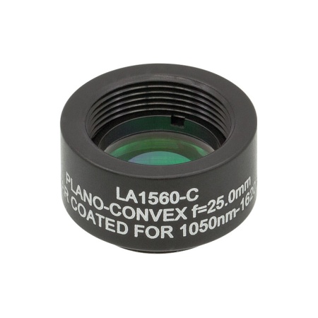 LA1560-C-ML - Плоско-выпуклая линза, Ø1/2", N-BK7, оправа с резьбой SM05, f = 25.0 мм, просветляющее покрытие: 1050-1620 нм, Thorlabs