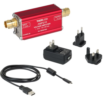 AMP210 - Усилитель напряжения, коэффициент усиления: 1000 В/В, ширина полосы: 100 кГц, Thorlabs AMP210 - Усилитель напряжения, коэффициент усиления: 1000 В/В, ширина полосы: 100 кГц, Thorlabs