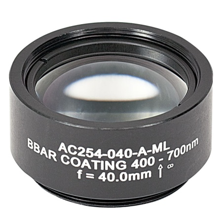 AC254-040-A-ML - Ахроматический дублет, f=40 мм, Ø1", резьба на оправе: SM1, просветляющее покрытие: 400-700 нм, Thorlabs