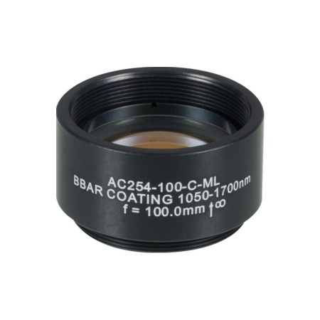 AC254-100-C-ML - Ахроматический дублет, f=100 мм, Ø1", резьба на оправе: SM1, просветляющее покрытие: 1050-1700 нм, Thorlabs