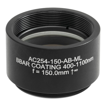 AC254-150-AB-ML - Ахроматический дублет в оправе с резьбой SM1, фокусное расстояние: 150.0 мм, Ø1", просветляющее покрытие: 400 - 1100 нм, Thorlabs