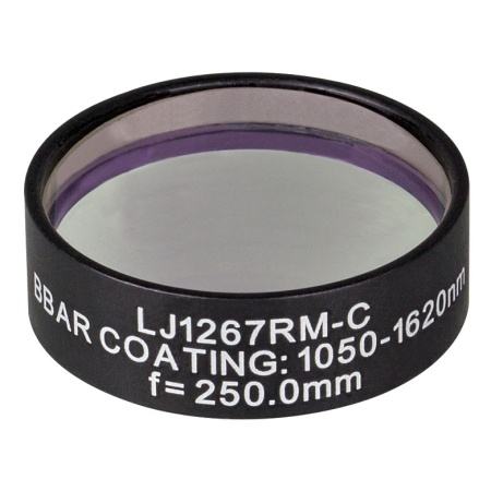 LJ1267RM-C - N-BK7 плоско-выпуклая круглая линза в оправе, фокусное расстояние: 250 мм, Ø1", просветляющее покрытие: 1050 - 1620 нм, Thorlabs LJ1267RM-C - N-BK7 плоско-выпуклая круглая линза в оправе, фокусное расстояние: 250 мм, Ø1", просветляющее покрытие: 1050 - 1620 нм, Thorlabs