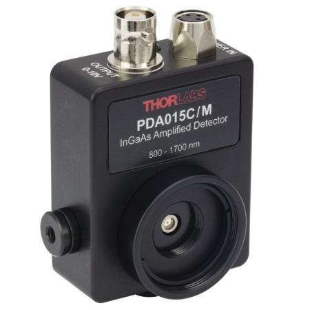 PDA015C/M - 	InGaAs фотодетектор с усилителем, фиксированный коэффициент усиления, рабочий спектральный диапазон: 800-1700 нм, ширина полосы пропускания: 380 МГц, площадь активной области: 0.018 мм2, источник питания, крепления: M4, Thorlabs PDA015C/M - 	InGaAs фотодетектор с усилителем, фиксированный коэффициент усиления, рабочий спектральный диапазон: 800-1700 нм, ширина полосы пропускания: 380 МГц, площадь активной области: 0.018 мм2, источник питания, крепления: M4, Thorlabs
