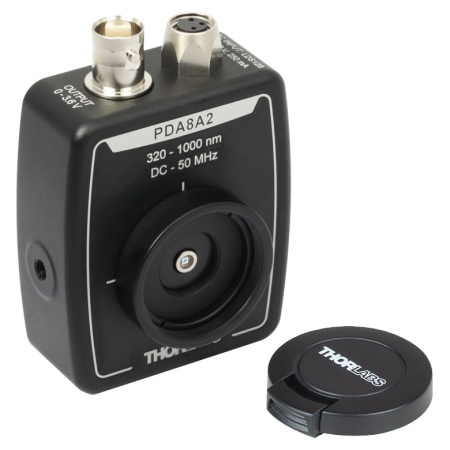 PDA8A2 - Si фотодетектор с усилителем, постоянный коэффициент усиления, рабочий спектральный диапазон: 320-1000 нм, ширина полосы пропускания: 50 МГц, площадь активной области: 0.5 мм2, источник питания, универсальные крепления: 8-32/M4, Thorlabs PDA8A2 - Si фотодетектор с усилителем, постоянный коэффициент усиления, рабочий спектральный диапазон: 320-1000 нм, ширина полосы пропускания: 50 МГц, площадь активной области: 0.5 мм2, источник питания, универсальные крепления: 8-32/M4, Thorlabs