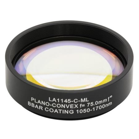 LA1145-C-ML - Плоско-выпуклая линза, Ø2", N-BK7, оправа с резьбой SM2, f = 75.0 мм, просветляющее покрытие: 1050-1700 нм, Thorlabs LA1145-C-ML - Плоско-выпуклая линза, Ø2", N-BK7, оправа с резьбой SM2, f = 75.0 мм, просветляющее покрытие: 1050-1700 нм, Thorlabs