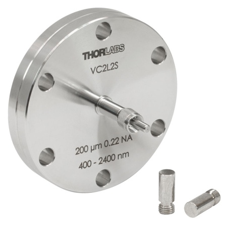 VC2L2S - Сквозное соединение для работы с оптоволокном в сверхглубоком вакууме, Ø2.73", рабочий диапазон: 400 - 2200 нм, сердцевина оптоволокна: Ø200 мкм, SMA разъемы, Thorlabs
