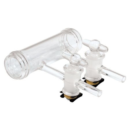 TGC100D - Пустая стеклянная ячейка с резьбой на концах, длина: 100 мм, 2 параллельных трубки для наполнения с запорными кранами, Thorlabs