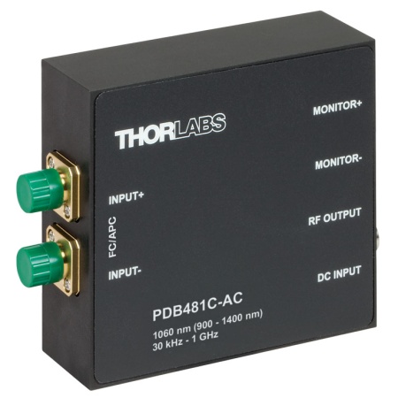 PDB481C-AC - Балансный фотодетектор с трансимпедансным усилителем, оптоволоконный вход, диапазон рабочих частот до 1.0 ГГц, InGaAs, связанный по переменному току выход, Thorlabs PDB481C-AC - Балансный фотодетектор с трансимпедансным усилителем, оптоволоконный вход, диапазон рабочих частот до 1.0 ГГц, InGaAs, связанный по переменному току выход, Thorlabs
