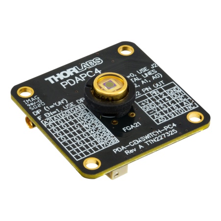 PDAPC4 - InGaAs фотодетектор на плате с усилителем, регулируемый коэффициент усиления, рабочий спектральный диапазон: 800 - 1700 нм, ширина полосы пропускания: 11 МГц, площадь активной области: 3.14 мм2, Thorlabs PDAPC4 - InGaAs фотодетектор на плате с усилителем, регулируемый коэффициент усиления, рабочий спектральный диапазон: 800 - 1700 нм, ширина полосы пропускания: 11 МГц, площадь активной области: 3.14 мм2, Thorlabs