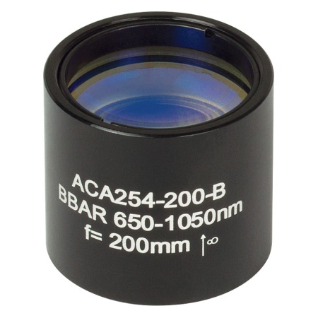 ACA254-200-B - Ахроматический дублет с воздушной прослойкой, просветляющее покрытие: 650-1050 нм, фокусное расстояние: 200 мм, Thorlabs