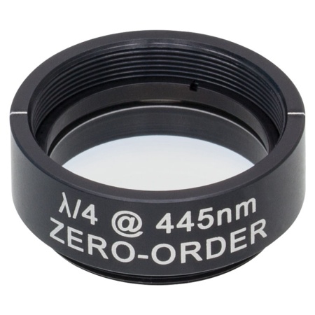 WPQ10M-445 - Четвертьволновая пластинка нулевого порядка, Ø1", оправа с резьбой SM1, рабочая длина волны: 445 нм, Thorlabs