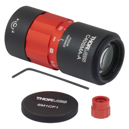 C40SMA-A - Оптоволоконный коллиматор для пучков большого диаметра, фокусное расстояние: 40 мм, разъем: SMA, просветляющее покрытие: 400 - 650 нм, Thorlabs