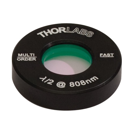 WPMH05M-808 - Полуволновая фазовая пластинка множественного порядка, Ø1/2", оправа: Ø1", просветляющее покрытие: 808 нм, Thorlabs